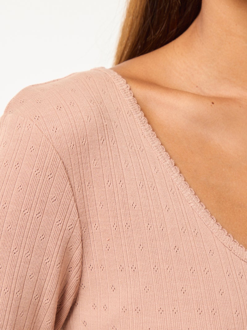 Tee-shirt manches longues thermorégulateur Beige - Kiabi