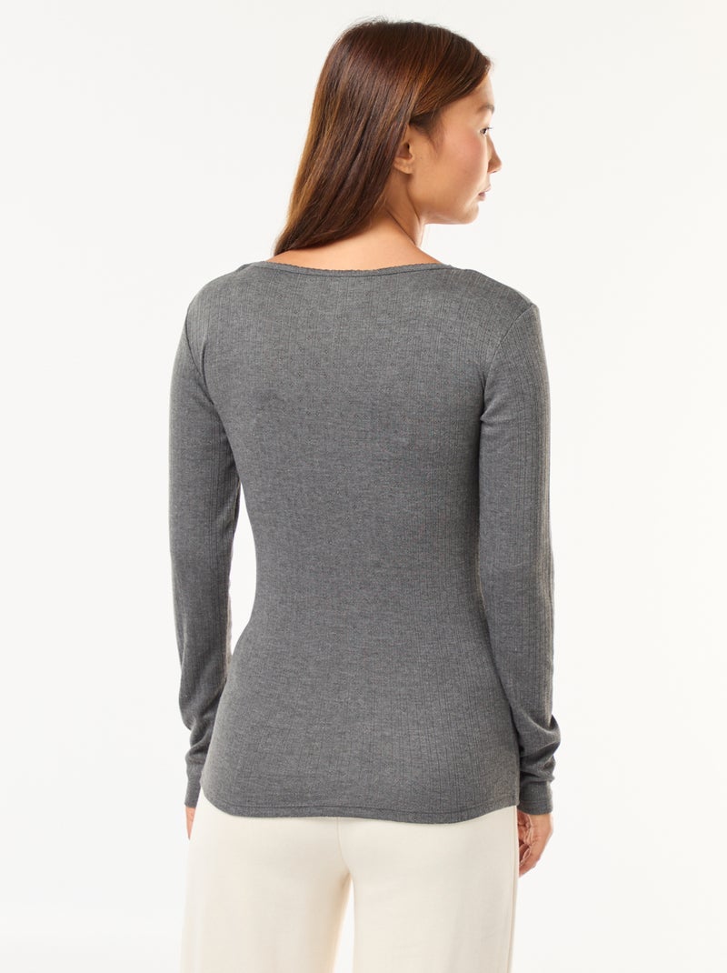 Tee-shirt manches longues thermorégulateur Gris - Kiabi