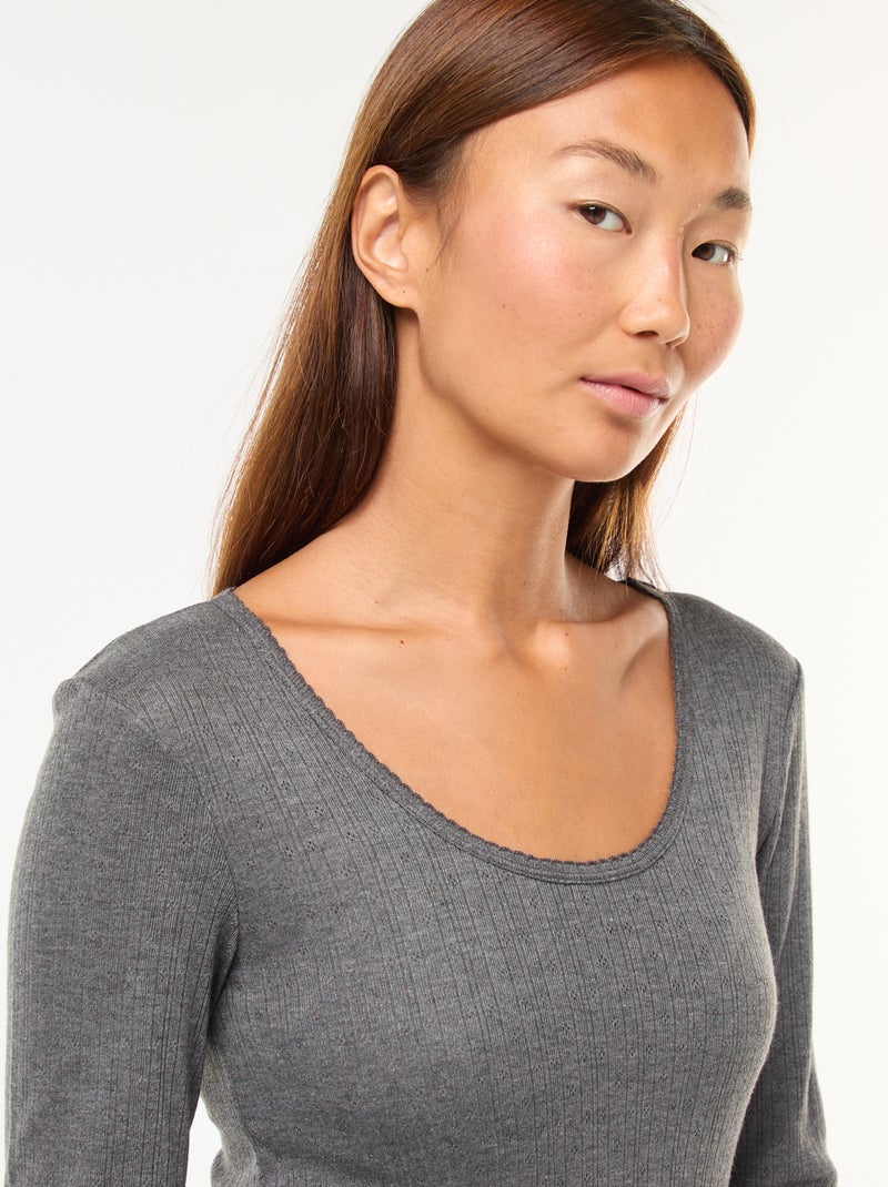 Tee-shirt manches longues thermorégulateur Gris - Kiabi