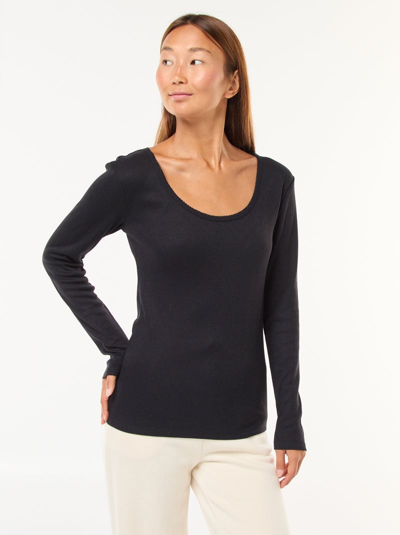 Tee-shirt manches longues thermorégulateur Noir - Kiabi