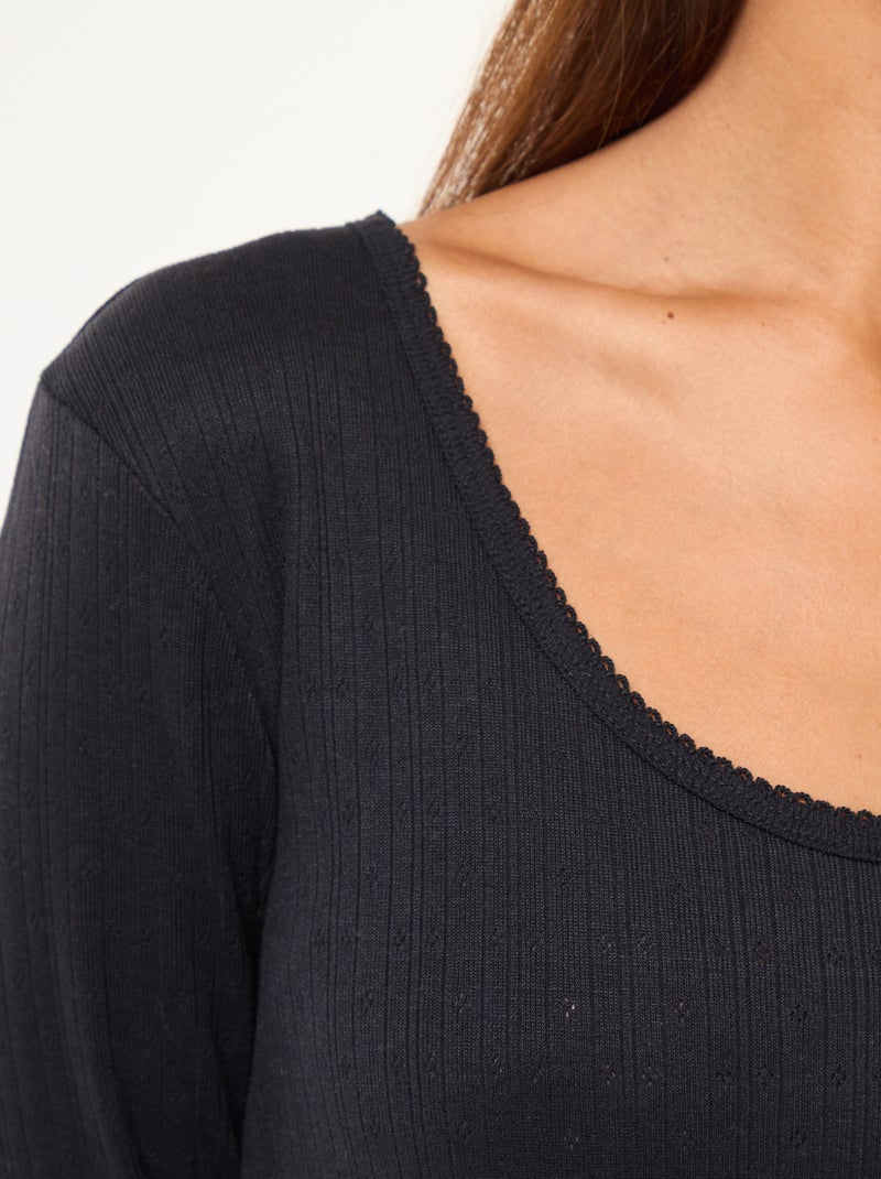 Tee-shirt manches longues thermorégulateur Noir - Kiabi