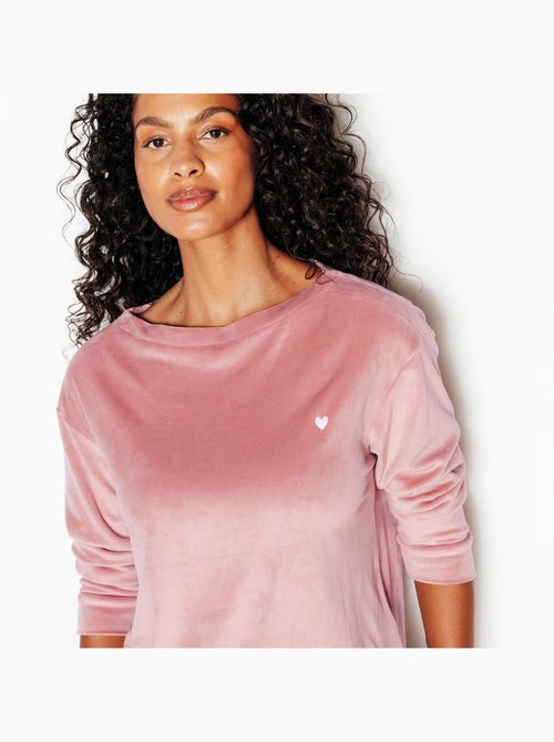 Tee-shirt manches longues velours fluffy - rougegorge lingerie - Kiabi Tee-shirt manches longues velours fluffy - rougegorge lingerie - Kiabi