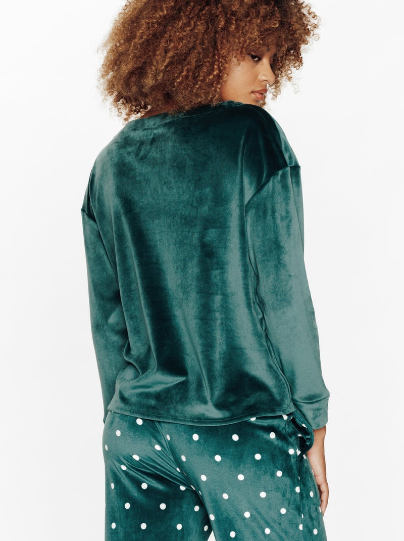 Tee-shirt manches longues velours Fluffy - RougeGorge Lingerie Vert foncé - Kiabi