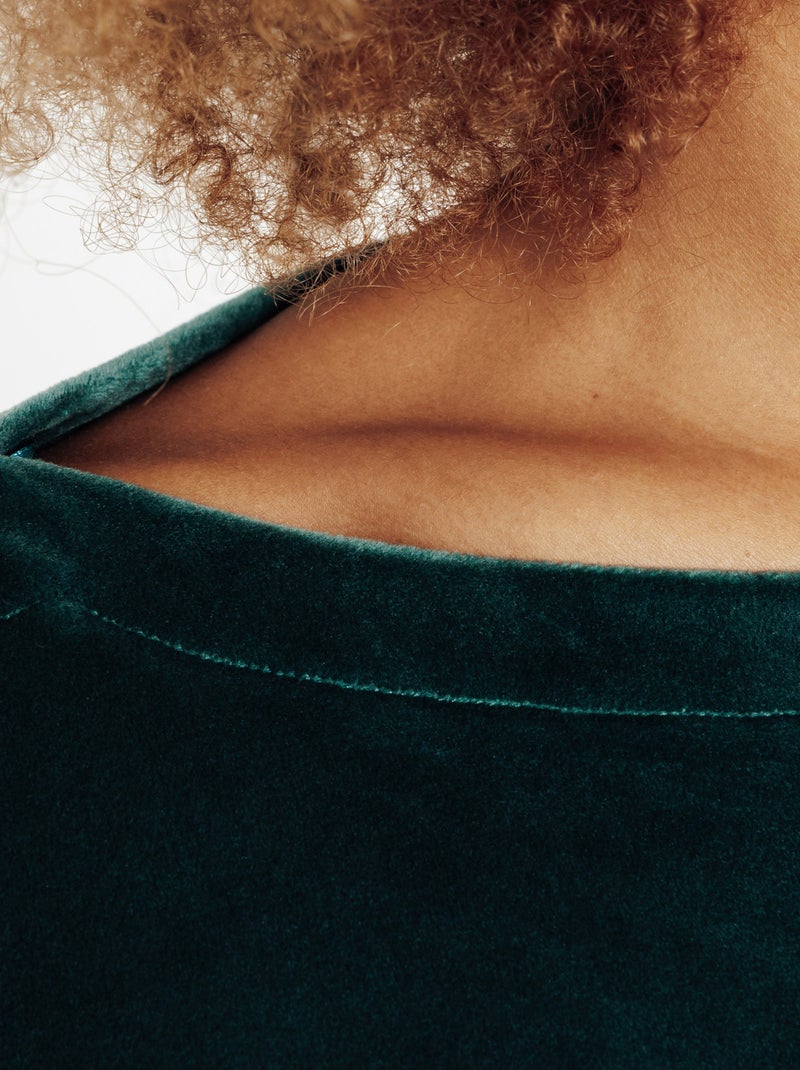 Tee-shirt manches longues velours Fluffy - RougeGorge Lingerie Vert foncé - Kiabi
