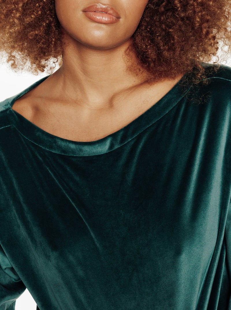 Tee-shirt manches longues velours Fluffy - RougeGorge Lingerie Vert foncé - Kiabi