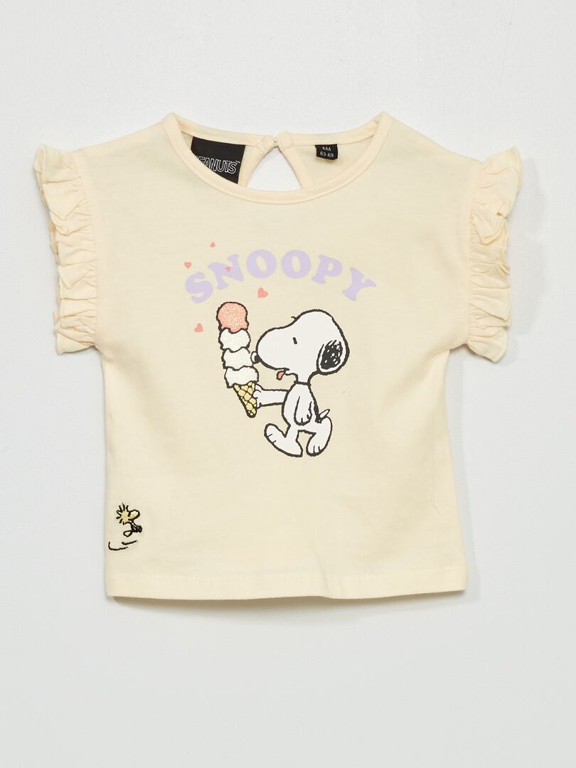 Tee-shirt manches volantées 'Snoopy' Blanc - Kiabi