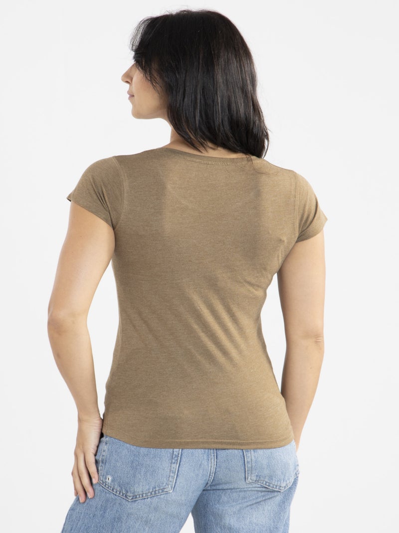 Tee-shirt Maref Marron  Avec Col Rond | Gerard Pasquier Marron - Kiabi