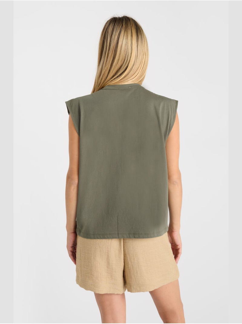 Tee-shirt marina 'le temps des cerises' Kaki - Kiabi