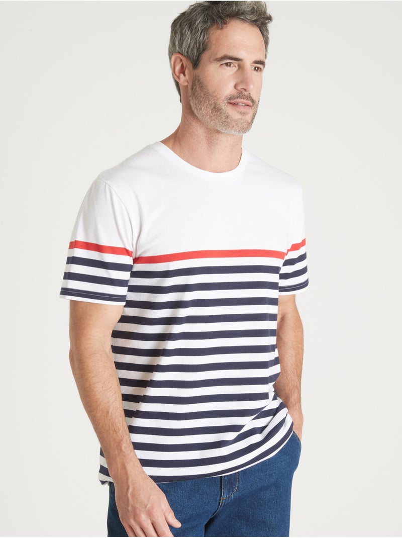 Tee-shirt marinière - DAXON Blanc Bleu - Kiabi