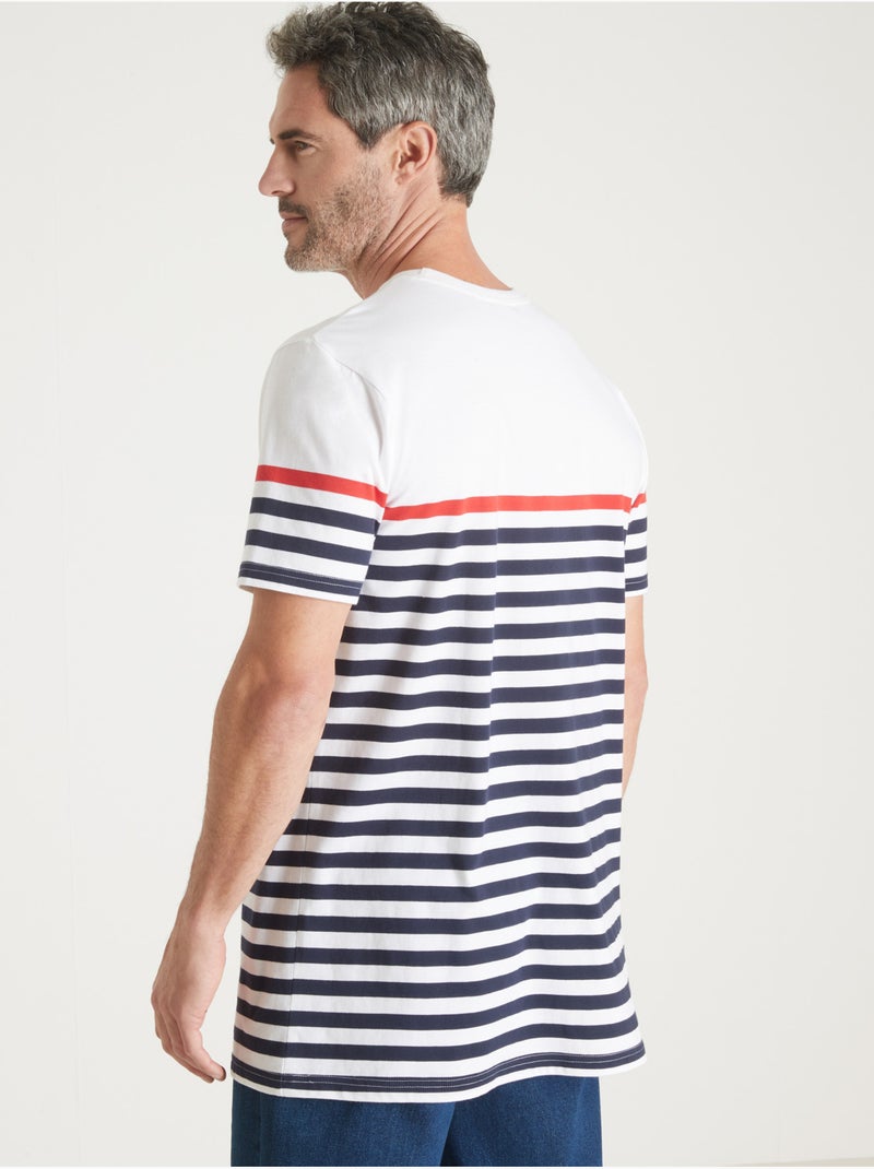 Tee-shirt marinière - DAXON Blanc Bleu - Kiabi