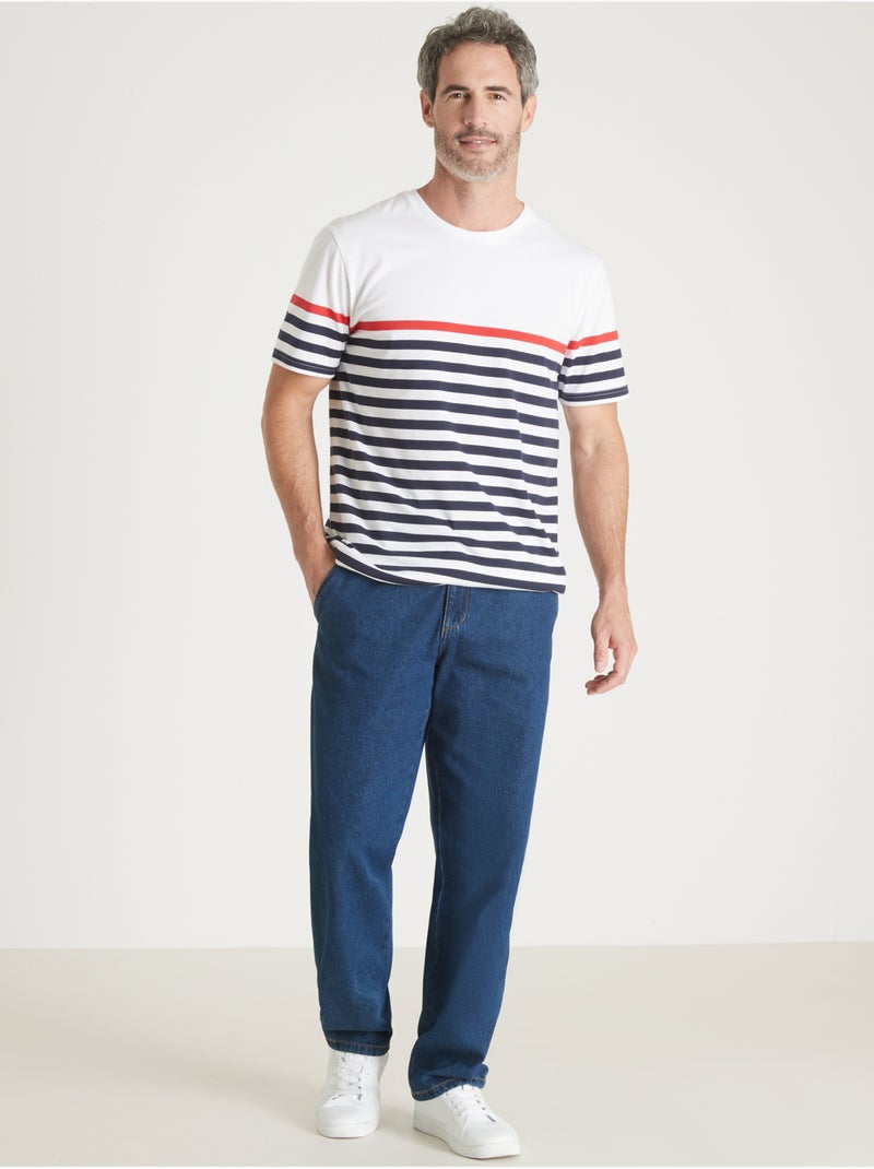 Tee-shirt marinière - DAXON Blanc Bleu - Kiabi