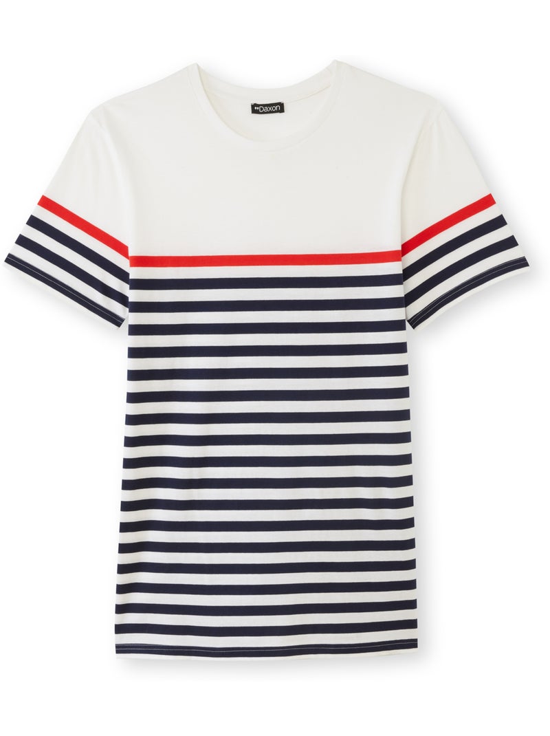 Tee-shirt marinière - DAXON Blanc Bleu - Kiabi