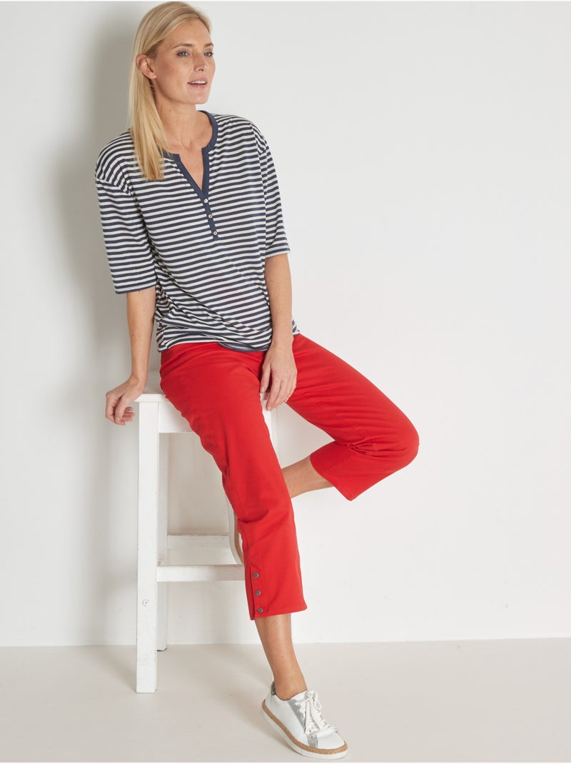 Tee-shirt marinière - DAXON Blanc Bleu - Kiabi