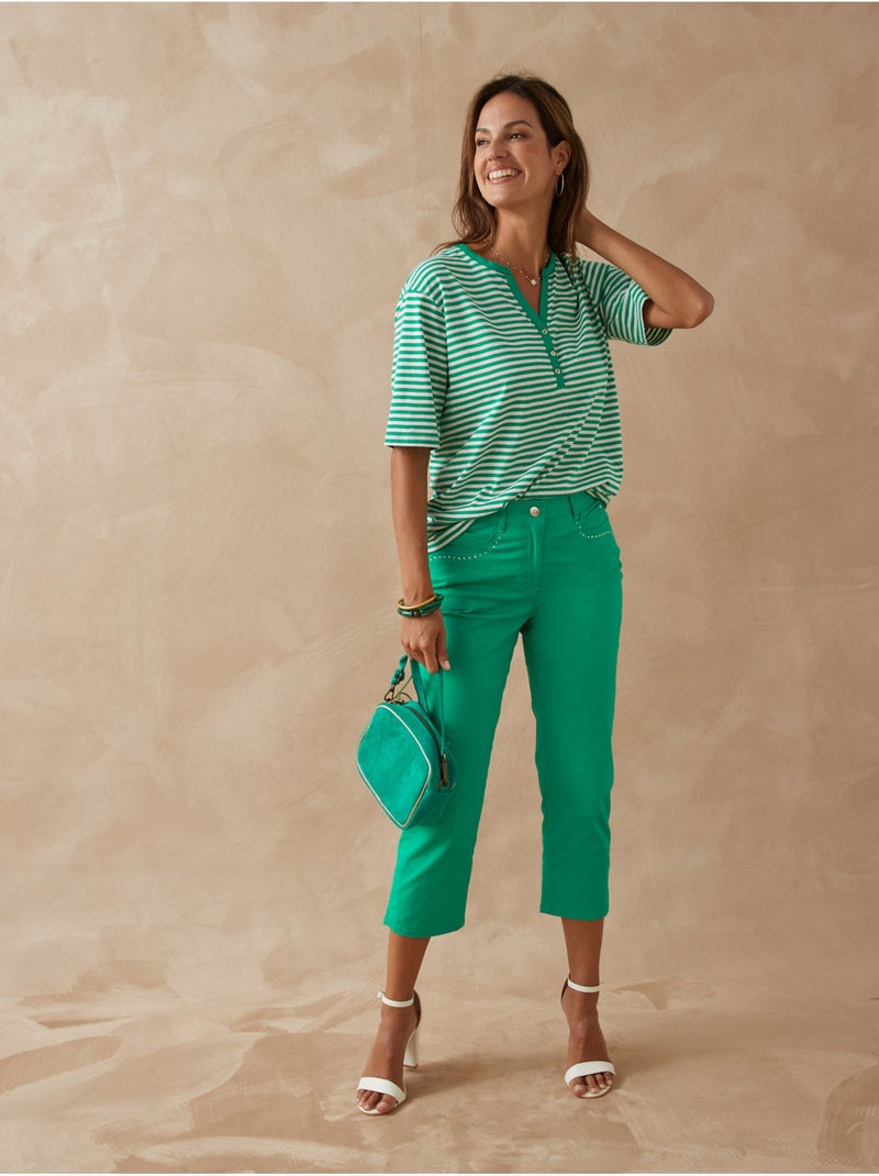 Tee-shirt marinière - DAXON Blanc Vert - Kiabi