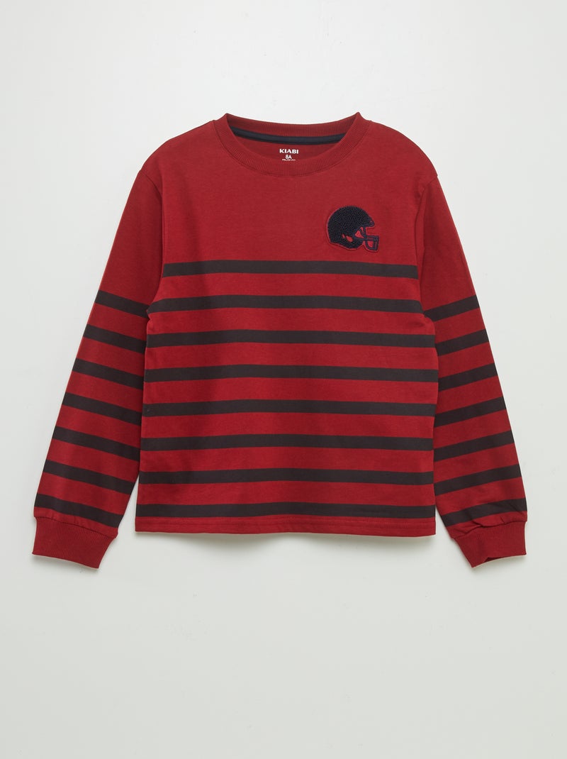 Tee-shirt marinière avec message bouclette Rouge - Kiabi