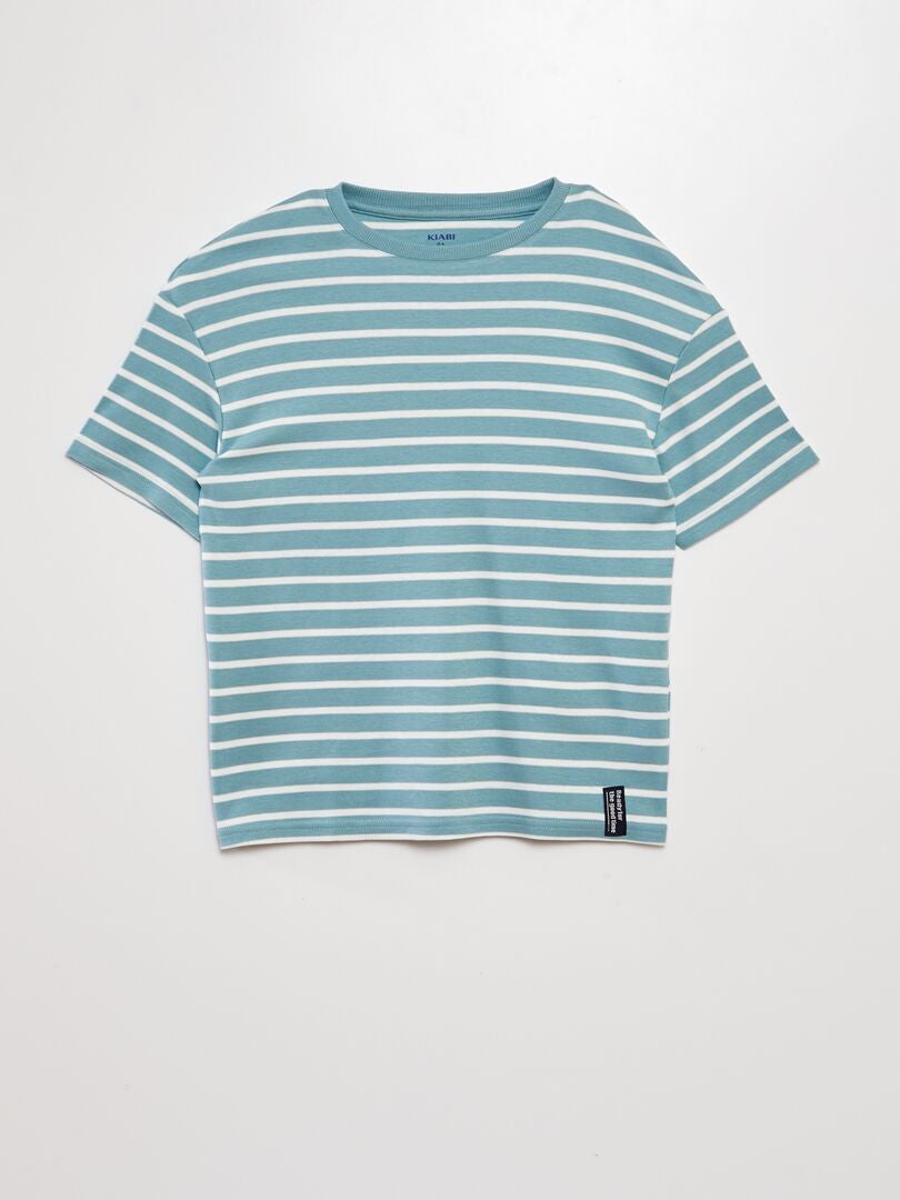 VERTBAUDET Tee-Shirt Marinière Garçon Détail Flocage Velours Ivoire Rayé 14A