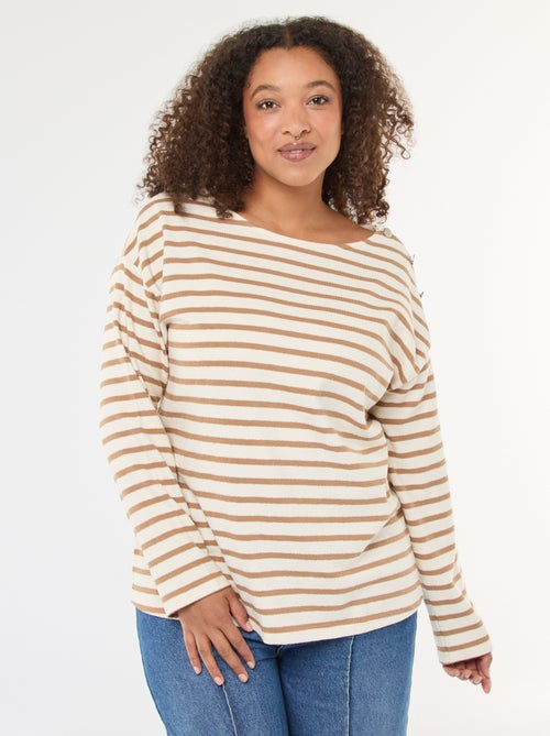 Tee-shirt marinière col bateau - Kiabi