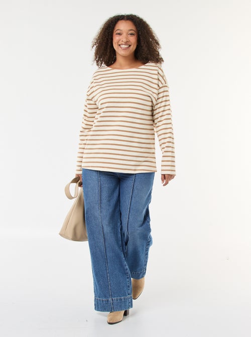 Tee-shirt marinière col bateau - Kiabi