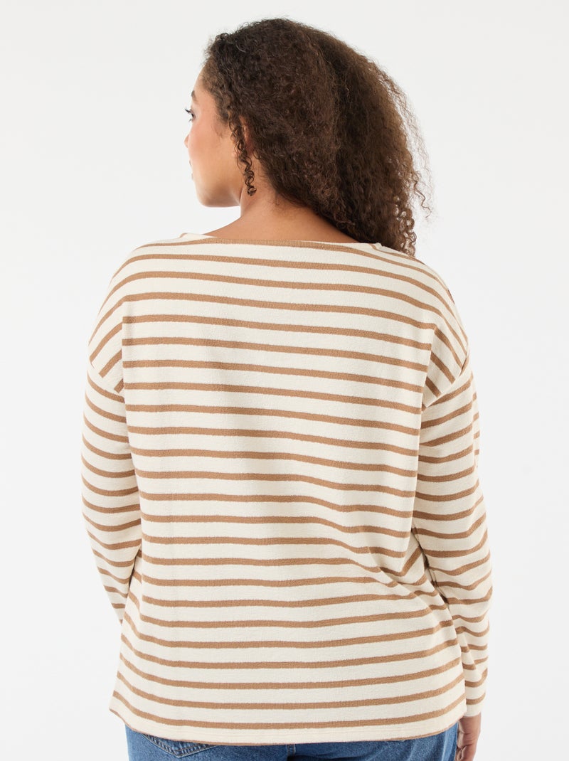 Tee-shirt marinière col bateau Blanc - Kiabi