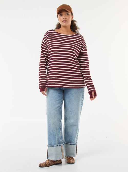 Tee-shirt marinière col bateau - Kiabi