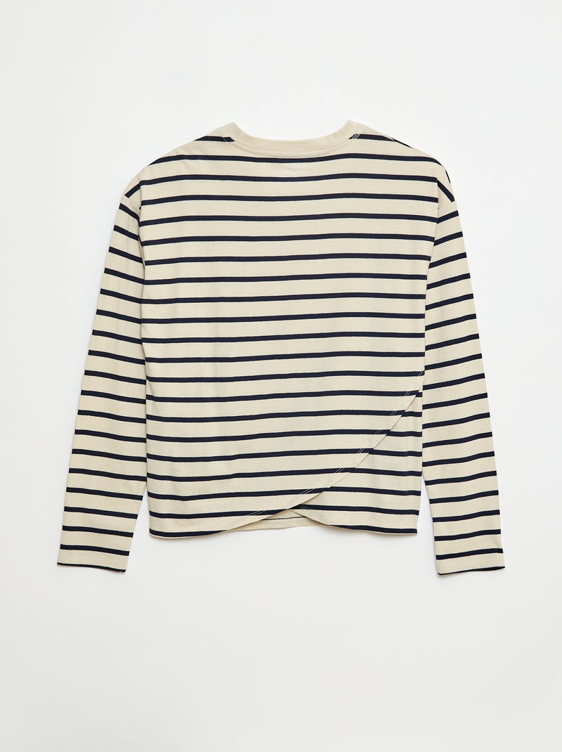 Tee-shirt marinière épaule scratchée - collection facile à enfiler Blanc - Kiabi