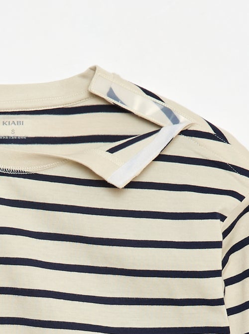 Tee-shirt marinière épaule scratchée - So Easy - Kiabi