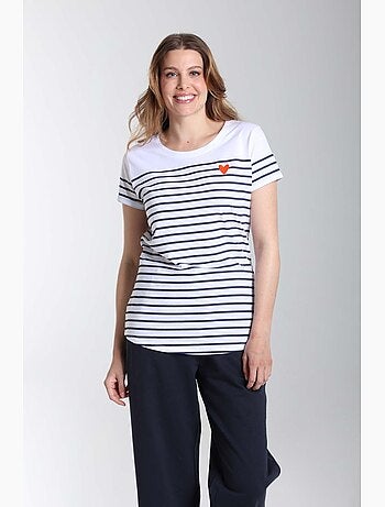 Tee Shirt Mariniere Manches Courtes Femme Teeliner | Gerard Pasquier Avec Col Rond | Gerard Pasquie