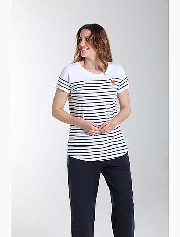 Tee Shirt Mariniere Manches Courtes Femme Teeliner | Gerard Pasquier Avec Col Rond | Gerard Pasquie