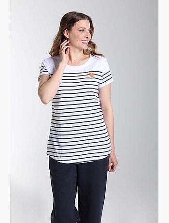 Tee Shirt Mariniere Manches Courtes Femme Teeliner | Gerard Pasquier Avec Col Rond | Gerard Pasquie