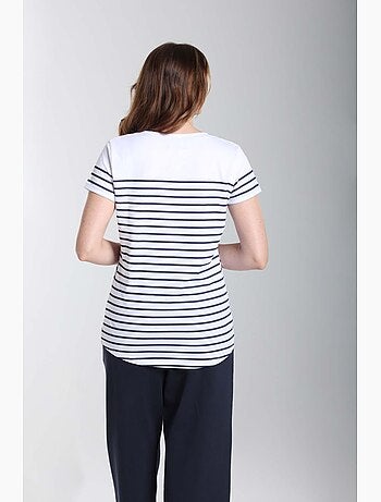 Tee Shirt Mariniere Manches Courtes Femme Teeliner | Gerard Pasquier Avec Col Rond | Gerard Pasquie