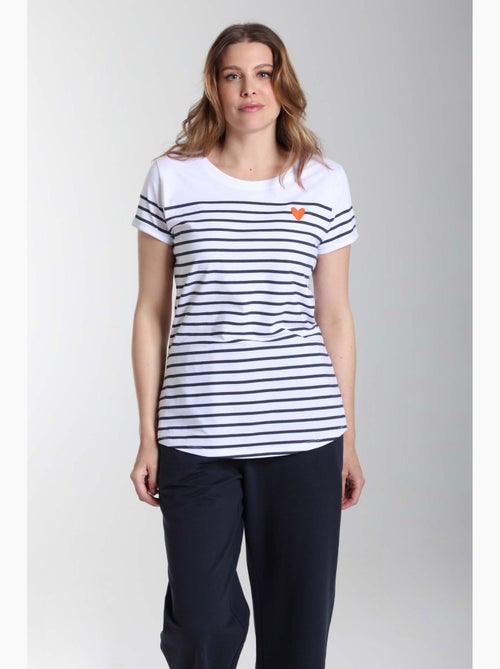 Tee Shirt Mariniere Manches Courtes Femme Teeliner  | Gerard Pasquier Avec Col Rond | Gerard Pasquie - Kiabi