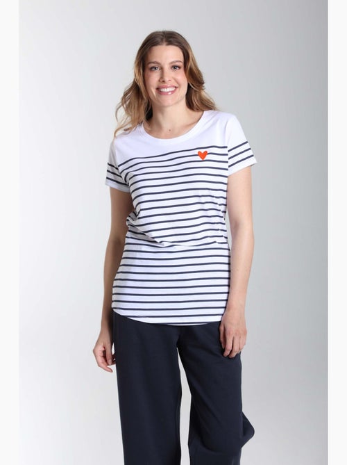 Tee Shirt Mariniere Manches Courtes Femme Teeliner  | Gerard Pasquier Avec Col Rond | Gerard Pasquie - Kiabi