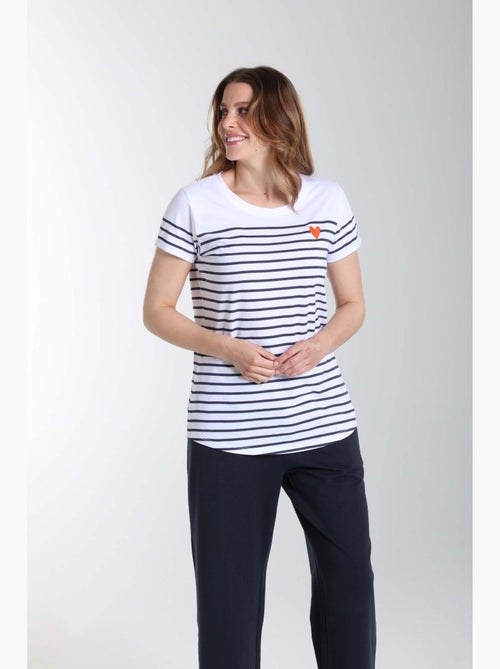 Tee Shirt Mariniere Manches Courtes Femme Teeliner  | Gerard Pasquier Avec Col Rond | Gerard Pasquie - Kiabi