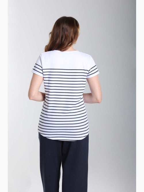Tee Shirt Mariniere Manches Courtes Femme Teeliner  | Gerard Pasquier Avec Col Rond | Gerard Pasquie - Kiabi