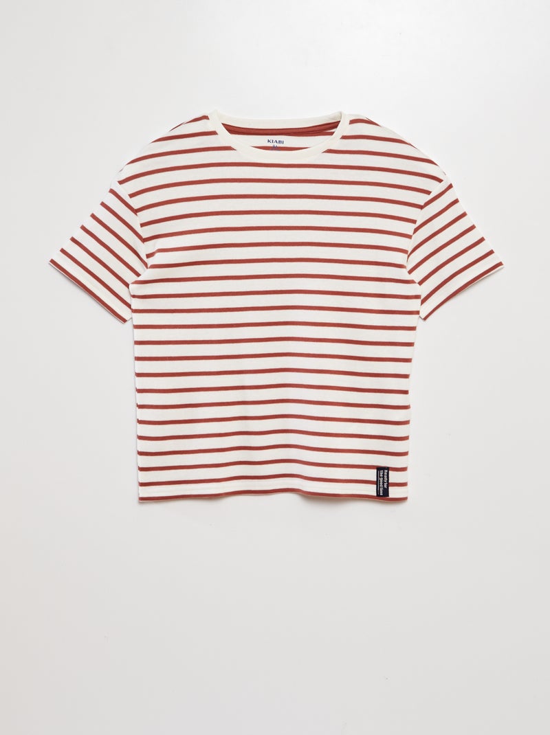 Tee-shirt marinière Marron - Kiabi