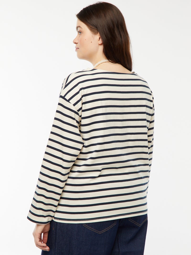 Tee-shirt marinière oversize Blanc - Kiabi