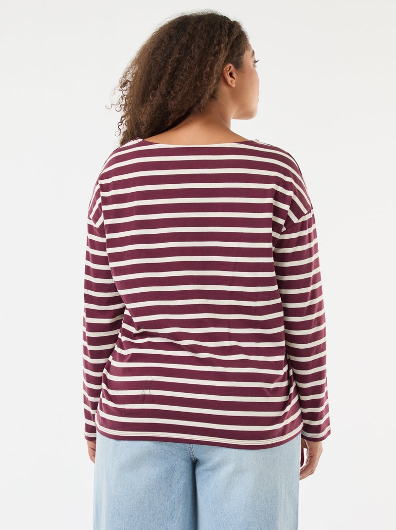 Tee-shirt marinière oversize Bordeaux - Kiabi
