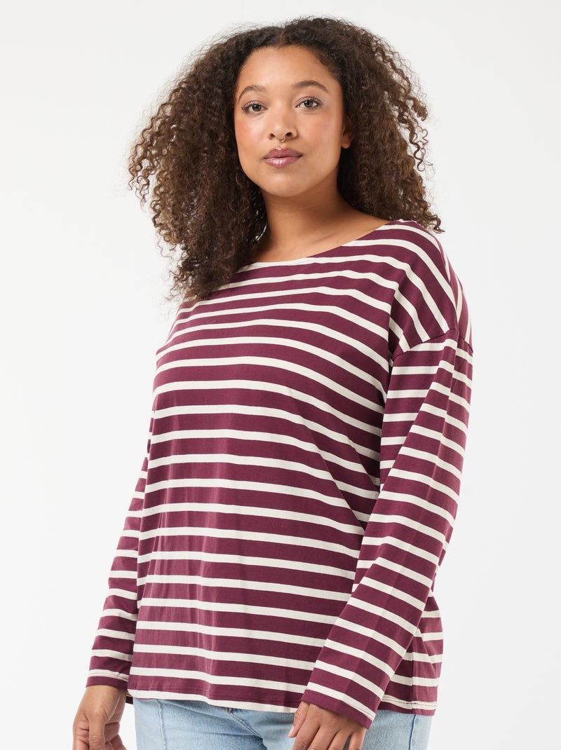Tee-shirt marinière oversize Bordeaux - Kiabi