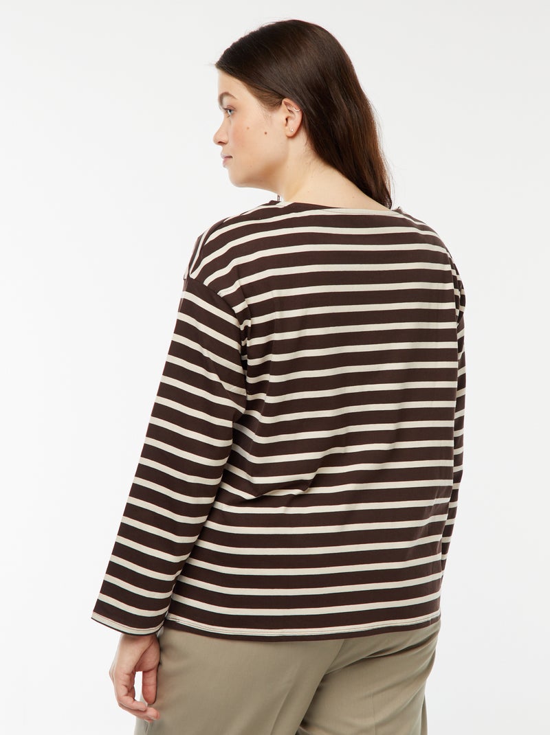 Tee-shirt marinière oversize Marron - Kiabi