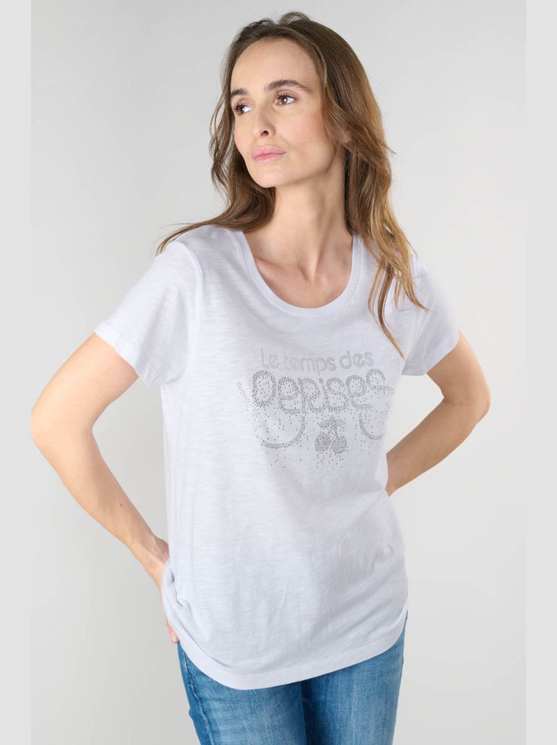 Tee-Shirt MARTY 'Le Temps Des Cerises' Blanc - Kiabi