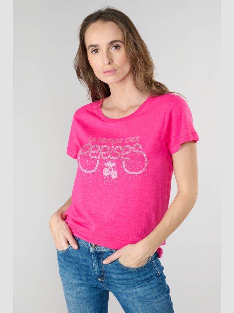 Tee-Shirt MARTY 'Le Temps Des Cerises' Rose - Kiabi