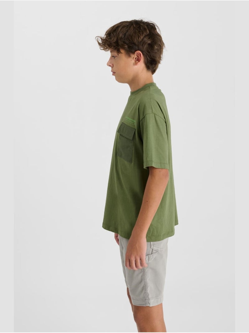 Tee-shirt masonbo 'le temps des cerises' Kaki - Kiabi