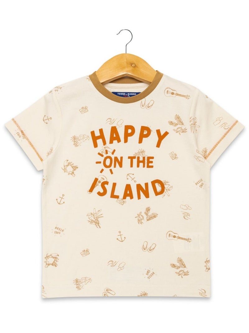 Tee Shirt Mc Fille Terre de Marins Beige - Kiabi