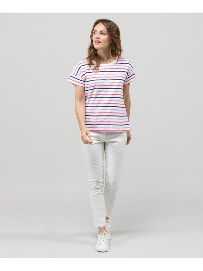 Tee Shirt Mc Fille Terre de Marins Rose - Kiabi