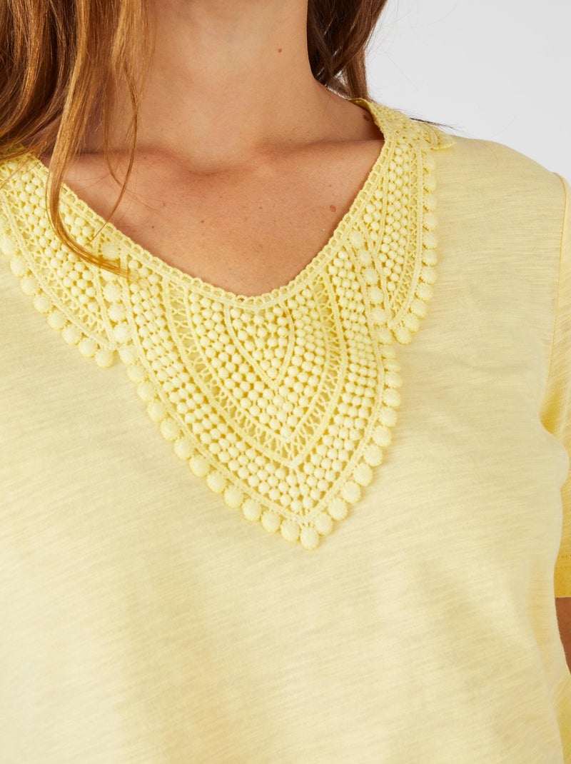 Tee-shirt mélange coton biologique - Damart Jaune - Kiabi
