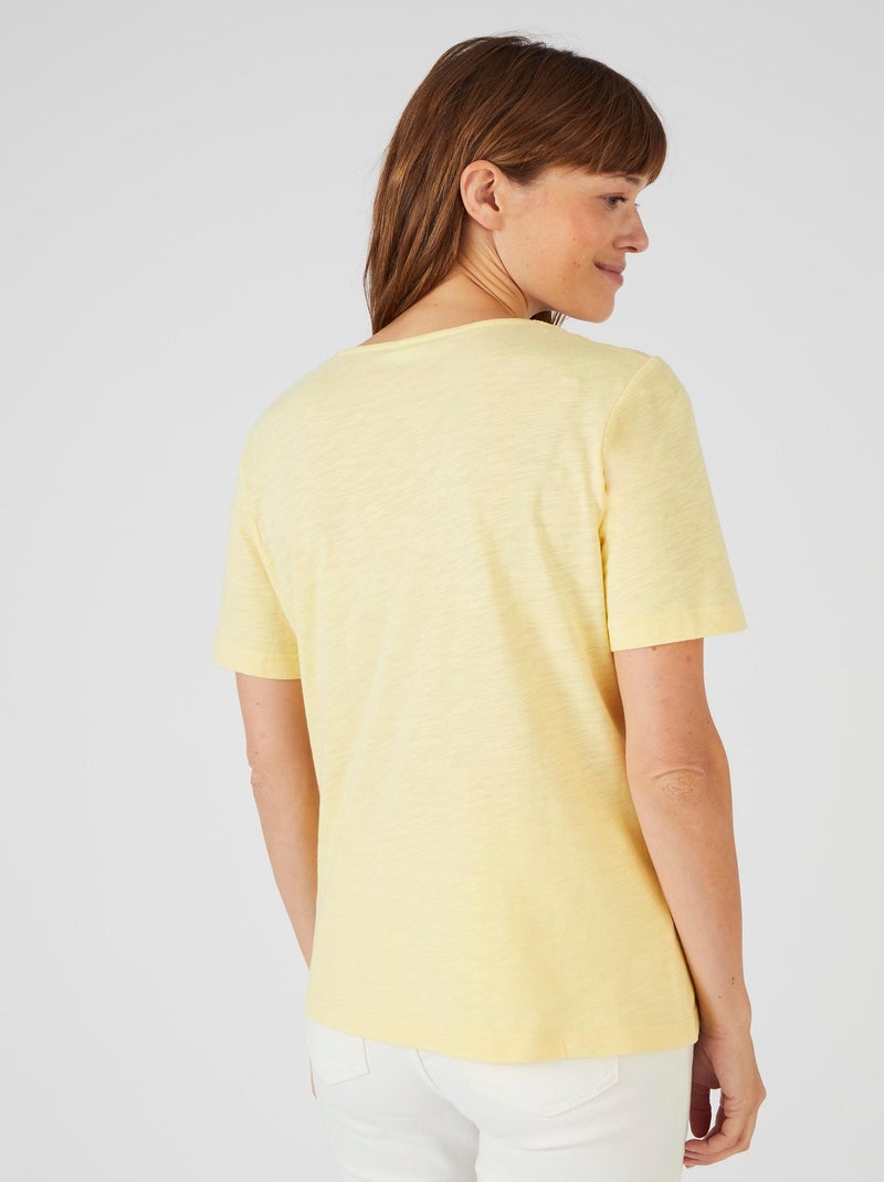 Tee-shirt mélange coton biologique - Damart Jaune - Kiabi