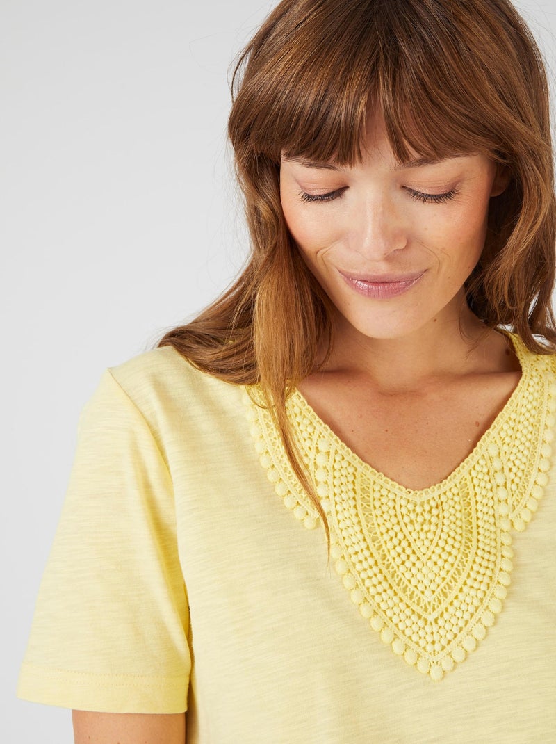 Tee-shirt mélange coton biologique - Damart Jaune - Kiabi