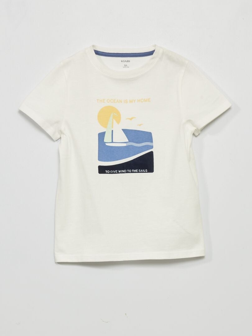 Tee-shirt message 'the ocean is my home' Beige - Kiabi