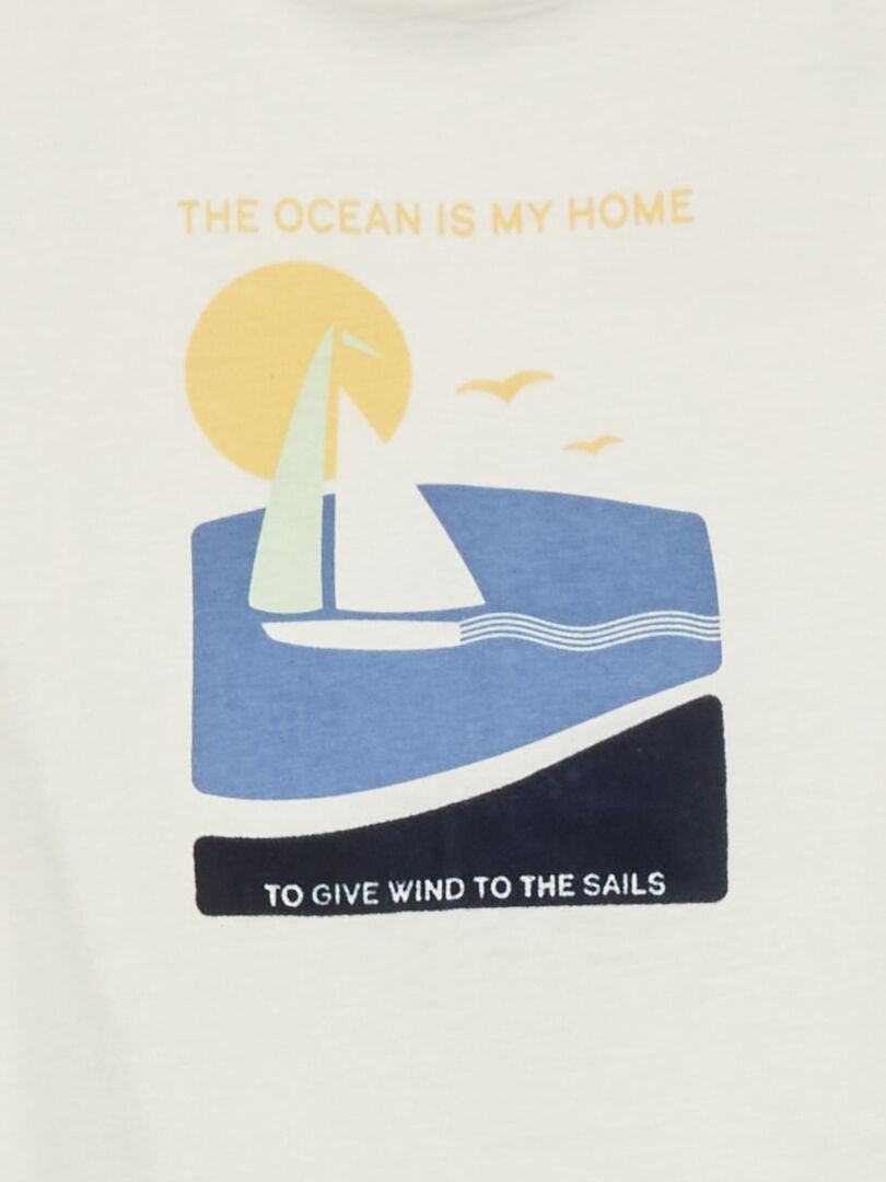 Tee-shirt message 'the ocean is my home' Beige - Kiabi