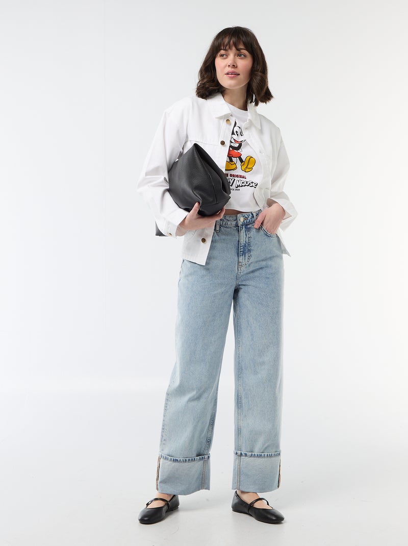 Tee-shirt 'Mickey' cropped 'Disney' Blanc - Kiabi